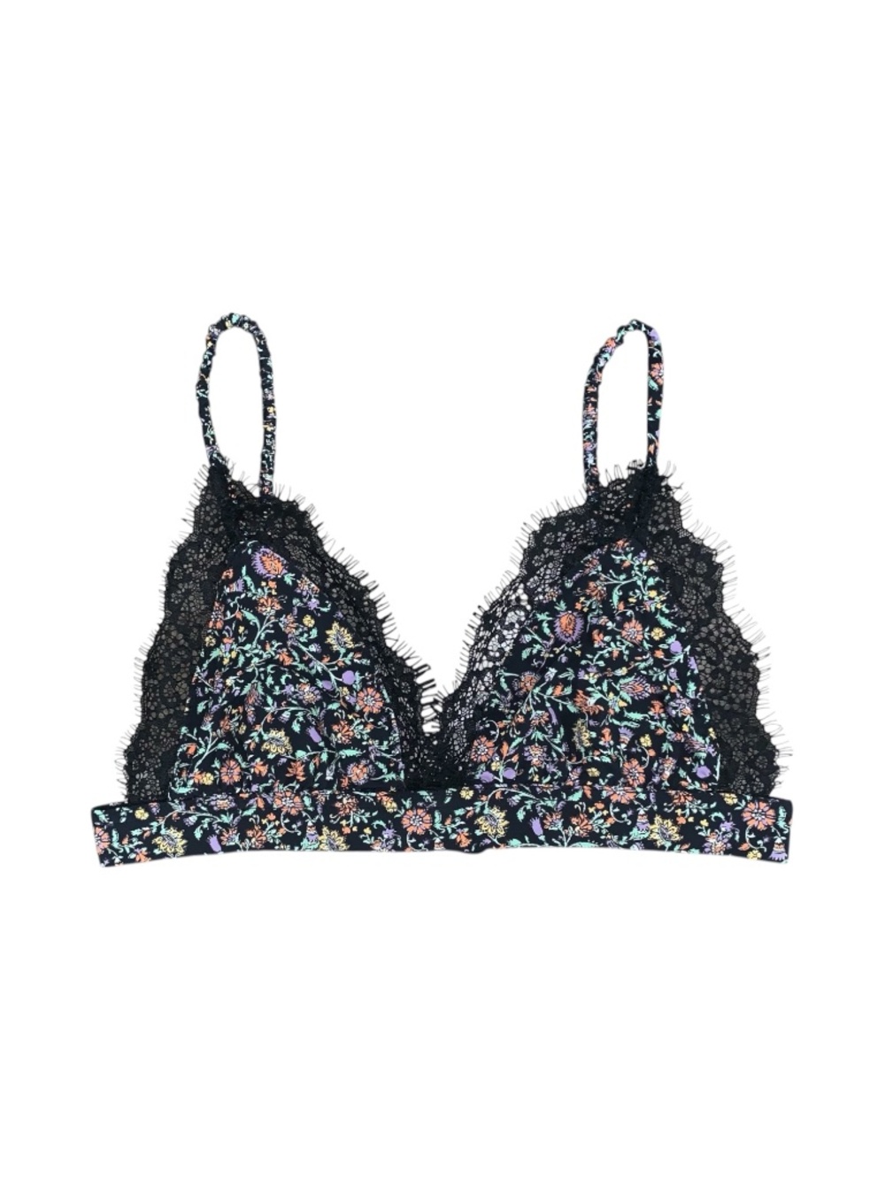 Anthropologie Lace Triangle Bralette Top Black Floral Women’s Small